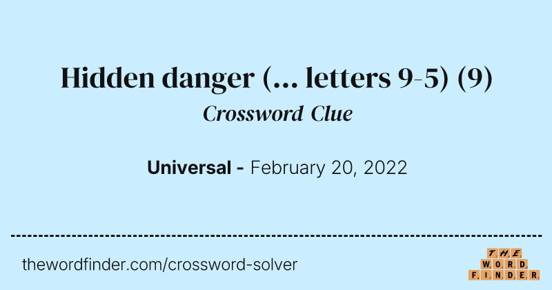 Hidden danger (... letters 9-5) crossword clue image