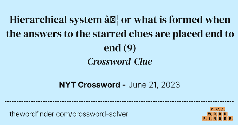 Hierarchical system … or what is formed when the answers to the starred clues are placed end to end crossword clue image