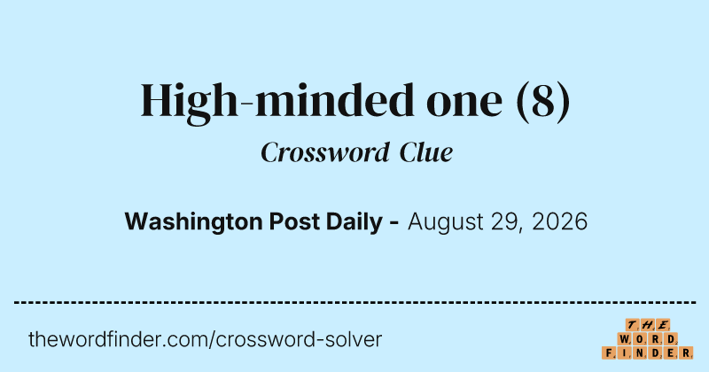 High-minded one crossword clue image