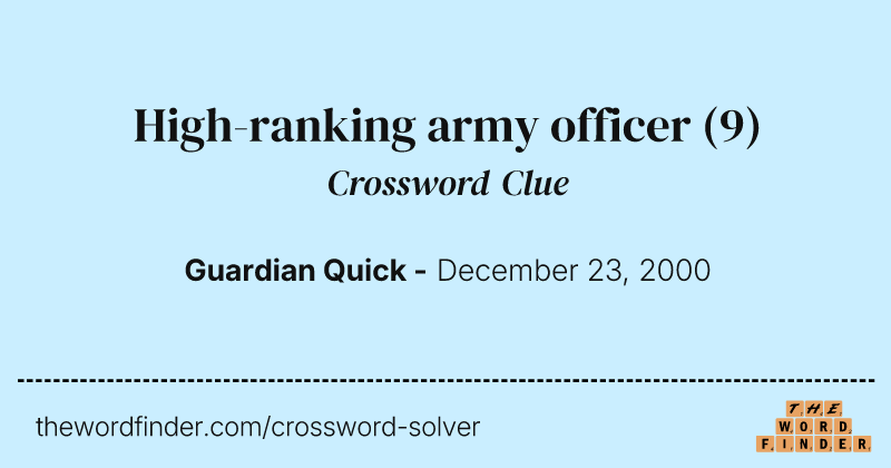 High-ranking army officer crossword clue image