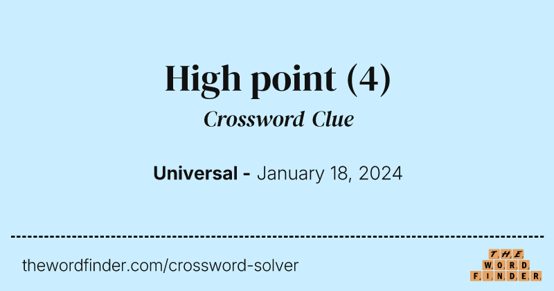 High point crossword clue image