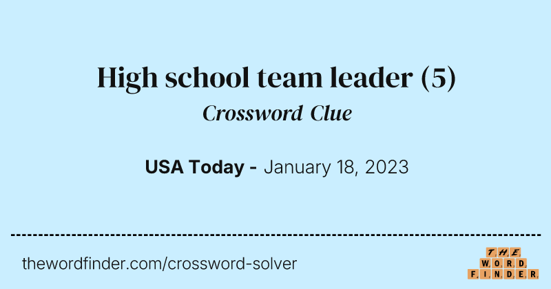 High school team leader crossword clue image