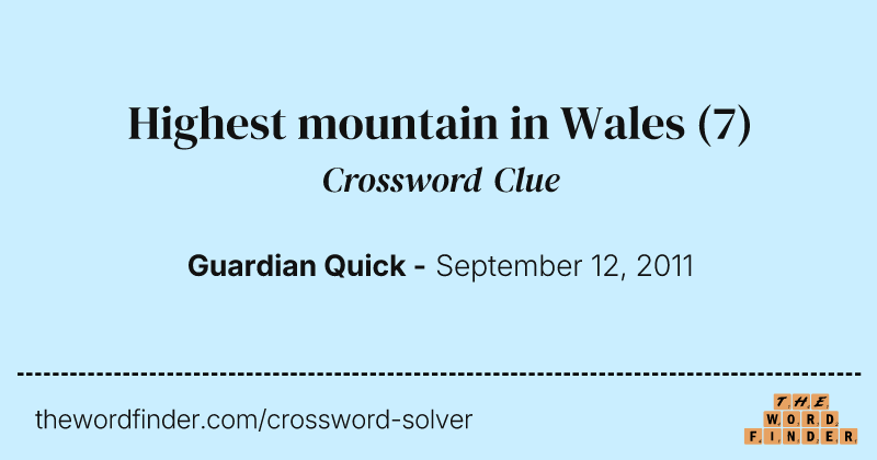 Highest mountain in Wales crossword clue image