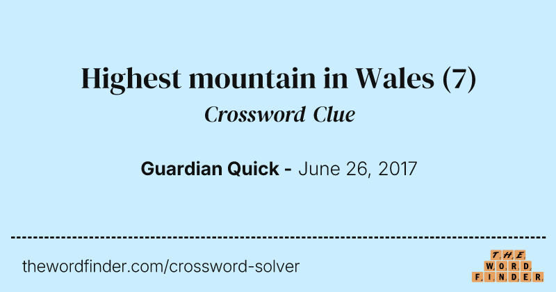 Highest mountain in Wales crossword clue image