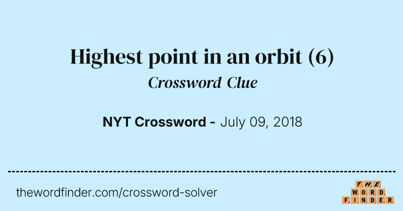 Highest point in an orbit crossword clue image