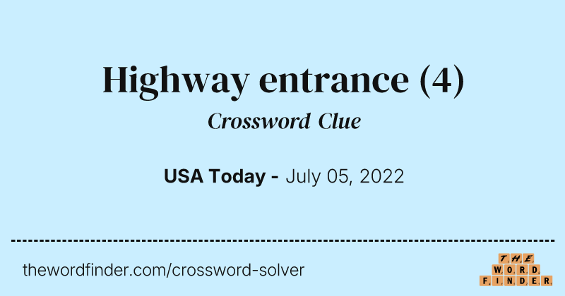 Highway entrance crossword clue image