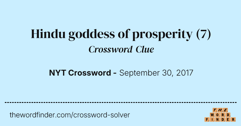 Hindu goddess of prosperity crossword clue image