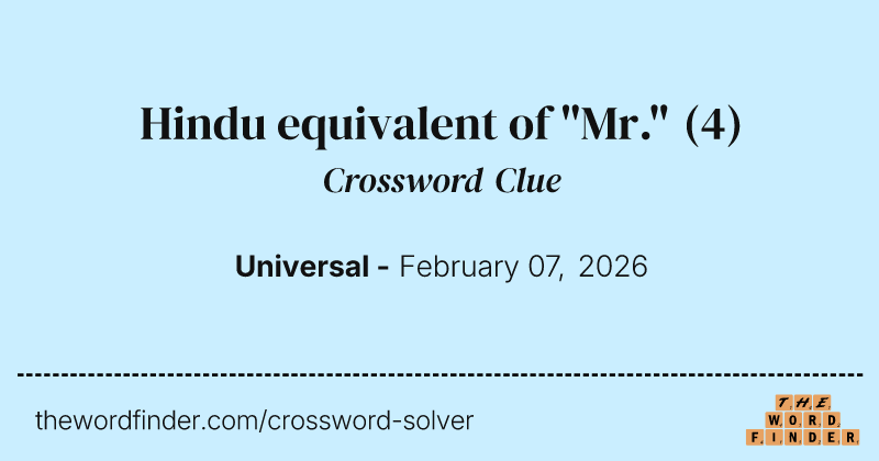 Hindu equivalent of "Mr." crossword clue image