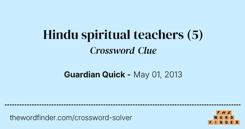 Hindu spiritual teachers crossword clue image