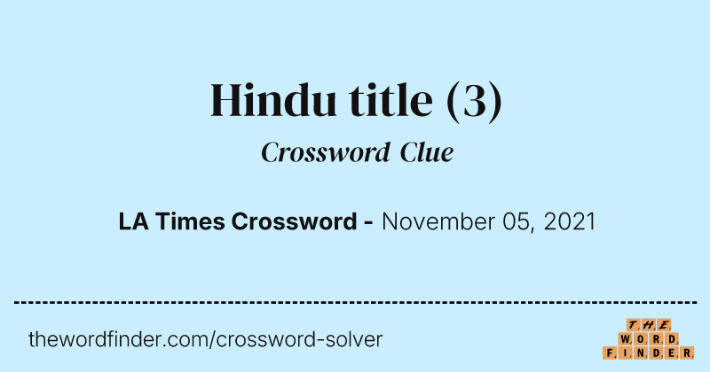 Hindu title crossword clue image