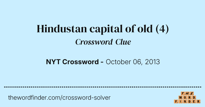 Hindustan capital of old crossword clue image