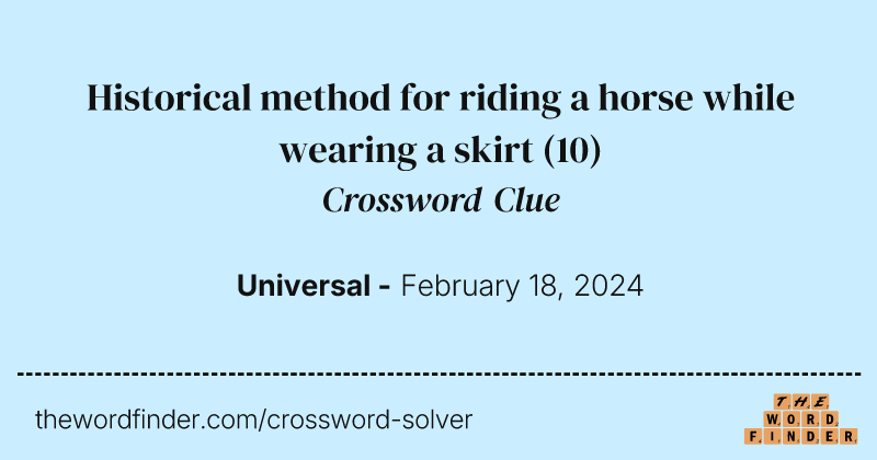 Historical method for riding a horse while wearing a skirt crossword clue image