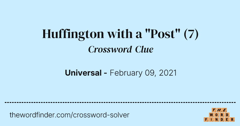Huffington with a "Post" crossword clue image
