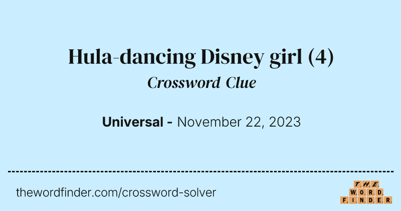 Hula-dancing Disney girl crossword clue image