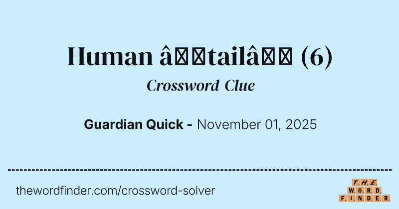 Human ‘tail’ crossword clue image