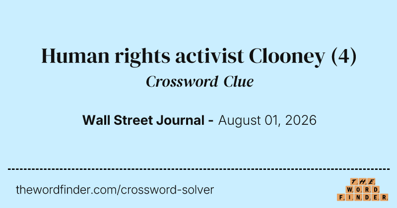 Human rights activist Clooney crossword clue image