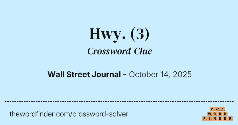 Hwy. crossword clue image