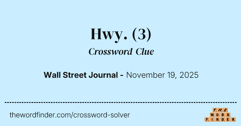 Hwy. crossword clue image