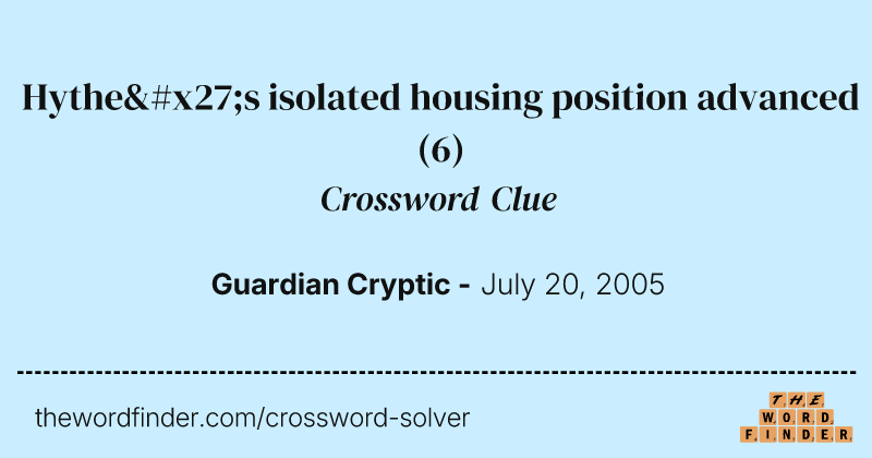 Hythe's isolated housing position advanced crossword clue image
