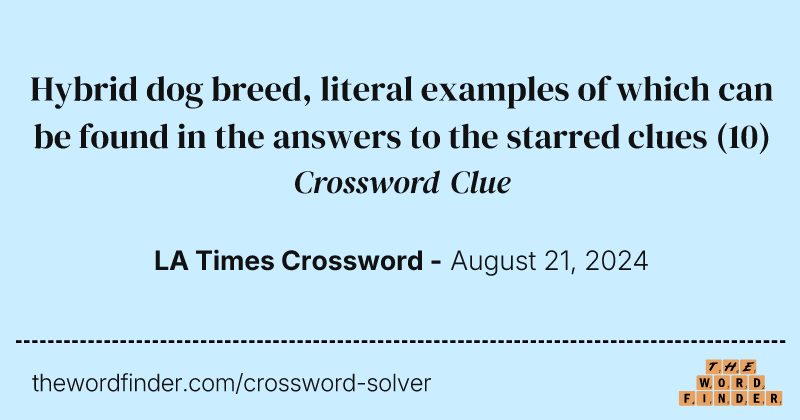 Hybrid dog breed, literal examples of which can be found in the answers to the starred clues crossword clue image