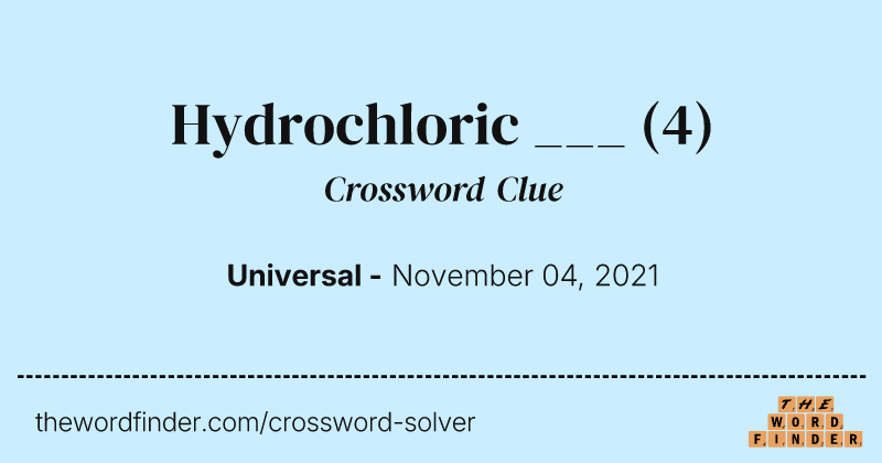 Hydrochloric ___ crossword clue image