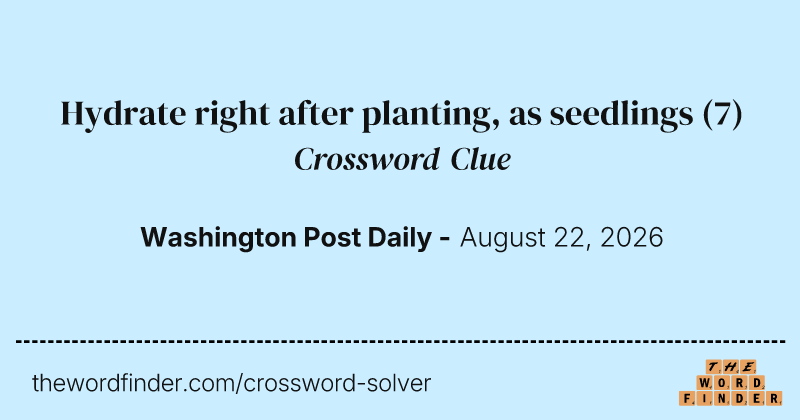 Hydrate right after planting, as seedlings crossword clue image