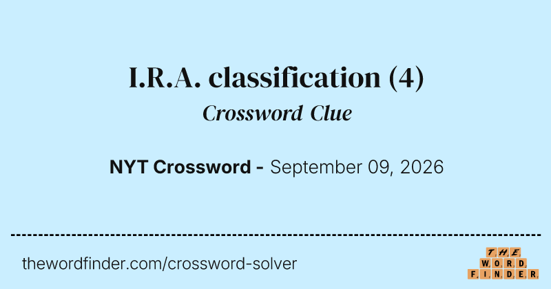 I.R.A. classification crossword clue image