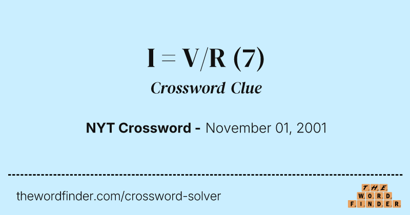 I = V/R crossword clue image