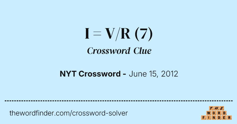 I = V/R crossword clue image
