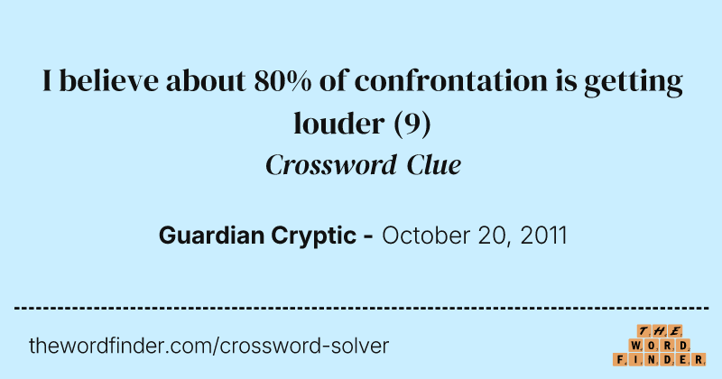 I believe about 80% of confrontation is getting louder crossword clue image