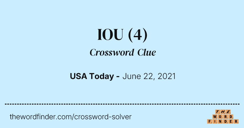 IOU crossword clue image