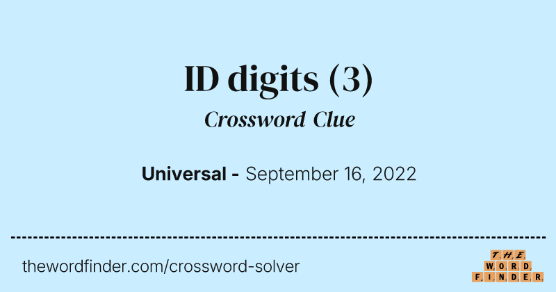 ID digits crossword clue image