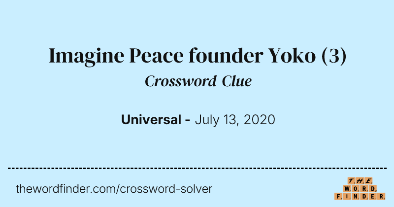 Imagine Peace founder Yoko crossword clue image