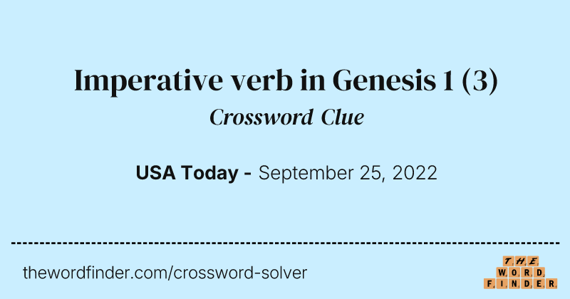 Imperative verb in Genesis 1 crossword clue image