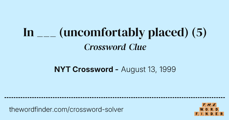 In ___ (uncomfortably placed) crossword clue image