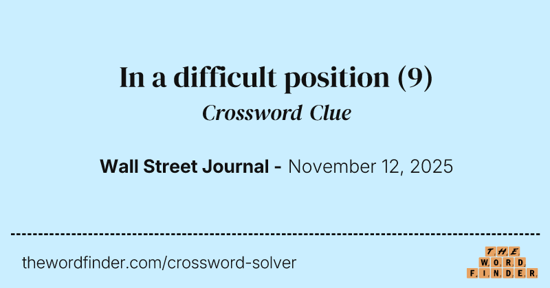 In a difficult position crossword clue image