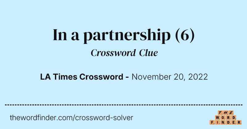 In a partnership crossword clue image