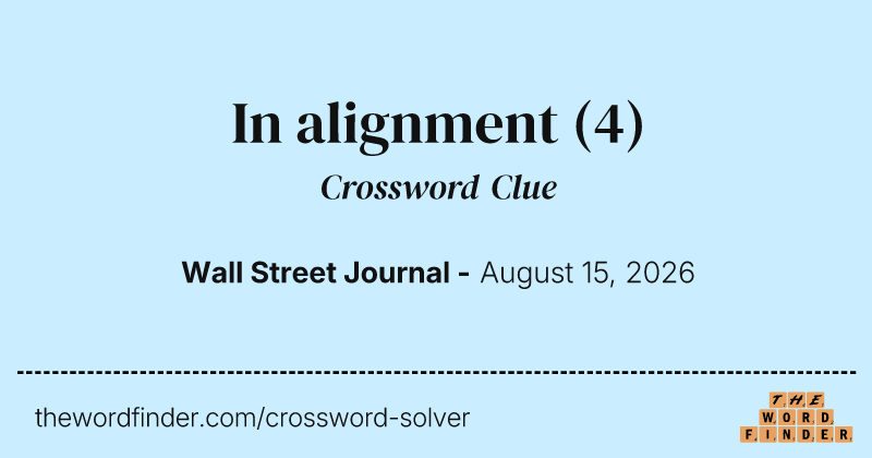In alignment crossword clue image