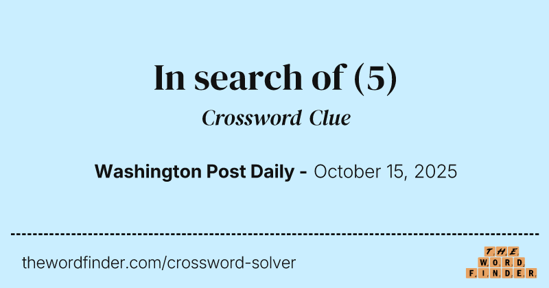 In search of crossword clue image