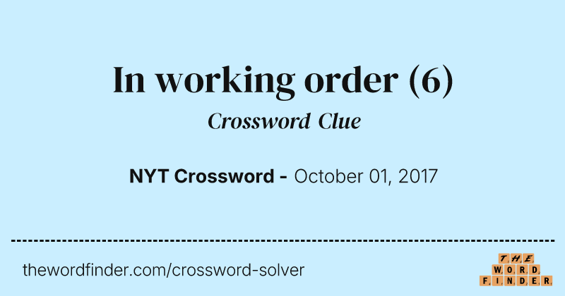 In working order crossword clue image