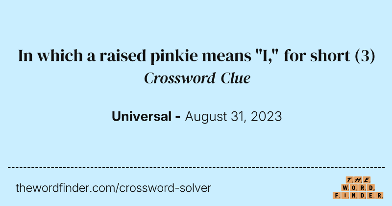 In which a raised pinkie means "I," for short crossword clue image