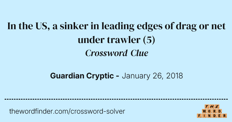 In the US, a sinker in leading edges of drag or net under trawler crossword clue image