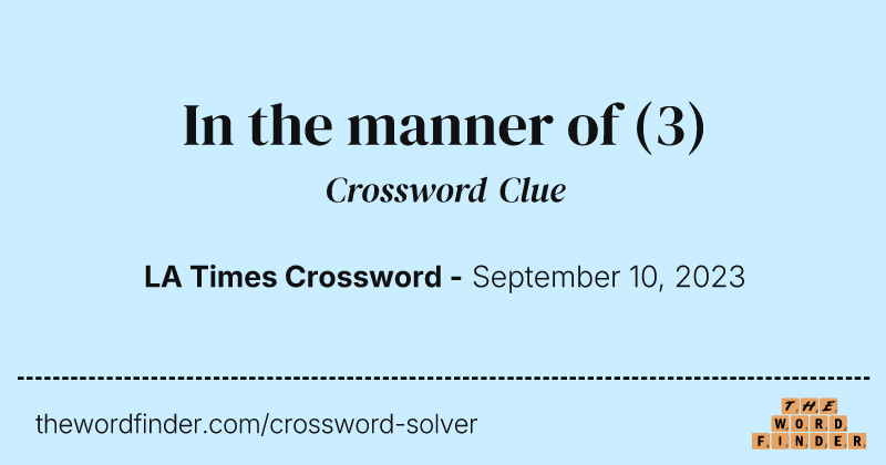 In the manner of crossword clue image