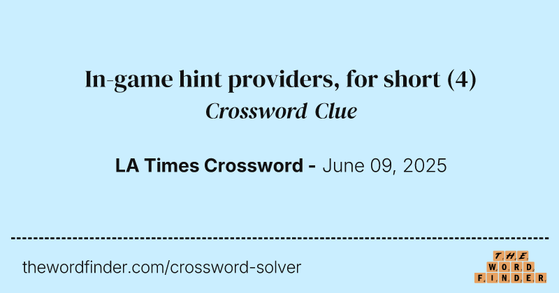 In-game hint providers, for short crossword clue image