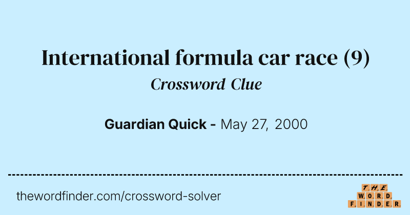 International formula car race crossword clue image