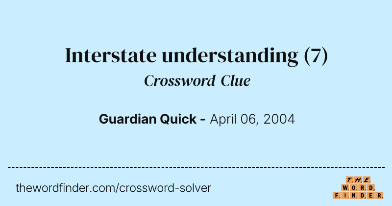 Interstate understanding crossword clue image