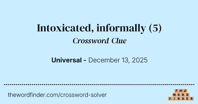 Intoxicated, informally crossword clue image