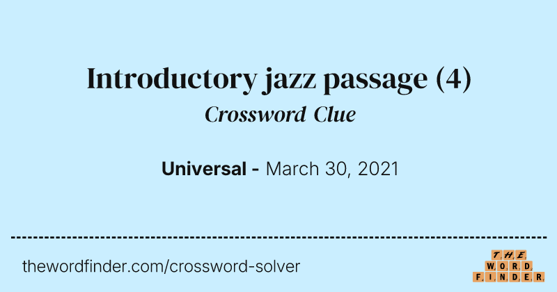 Introductory jazz passage crossword clue image