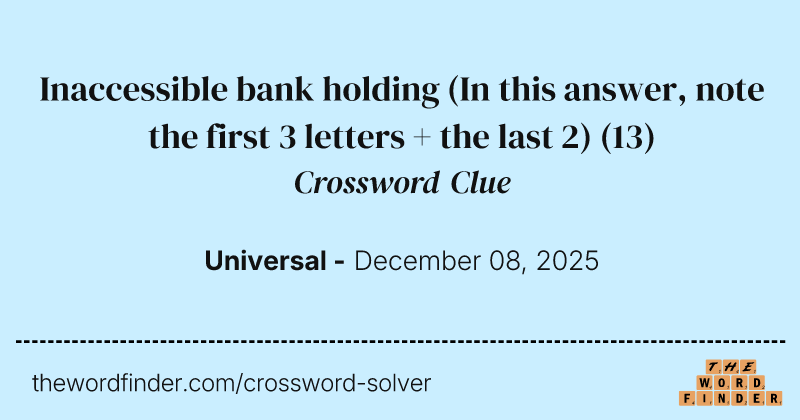 Inaccessible bank holding (In this answer, note the first 3 letters + the last 2) crossword clue image