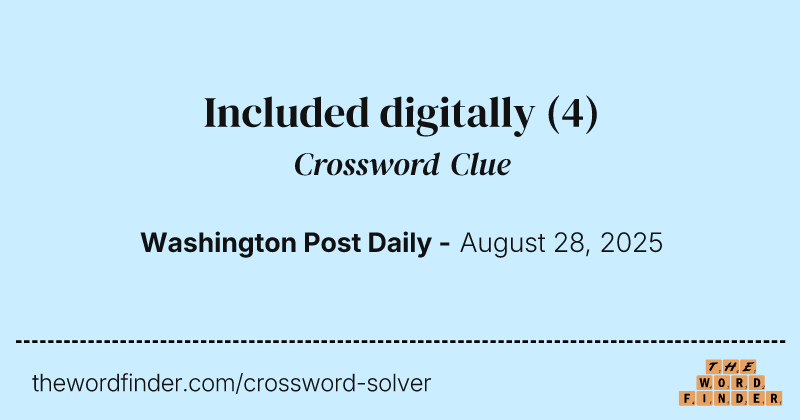 Included digitally crossword clue image